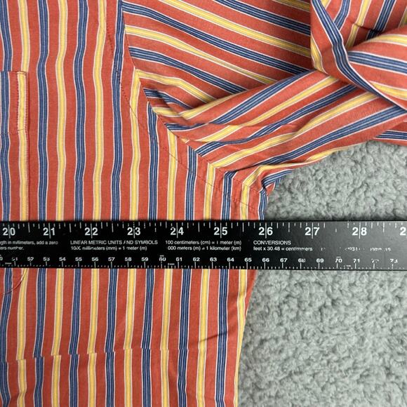 Daniel Cremieux Men's Orange Striped 100% Cotton Long Sleeve Button Up Shirt - Picture 6 of 16
